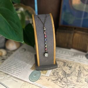 Vintage lariat necklace, multi-stone